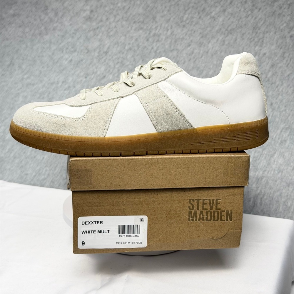 Steve Madden Dexxter Mens White Multi Suede Leather Gum Sole Sneakers Size 9